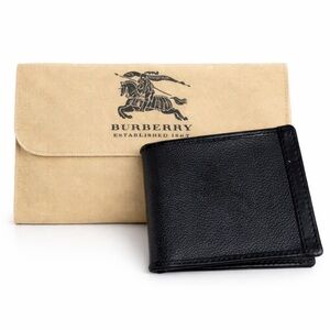 Burberry Men’s Black Leather Bifold Wallet w/ Dust Bag Luxury Classic
